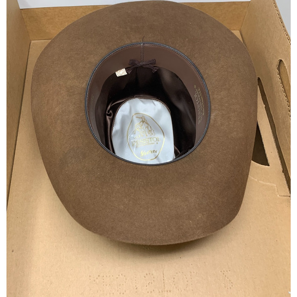 Vintage Resistol Chestnut Brown Las Vegas 5X Beaver Western Hat Sz 6 3/8 Boxed - Picture 12 of 15
